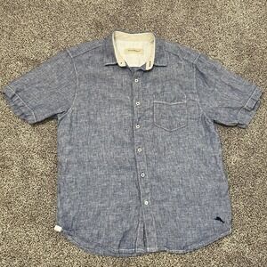 Tommy Bahama Shirt Size Medium 100% Linen Button up Pocket Short Sleeve Island